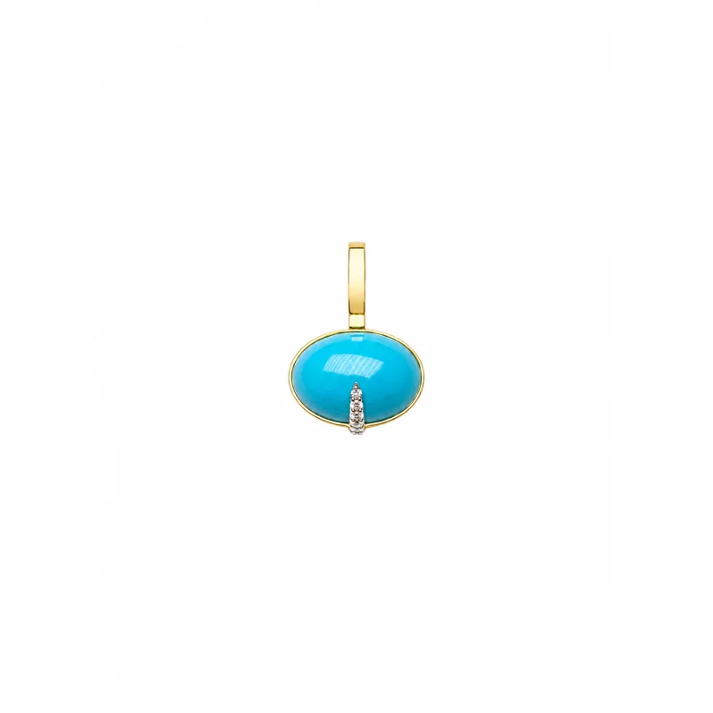 5.20ct Turquoise Diamond 18K Gold Small Pendant
