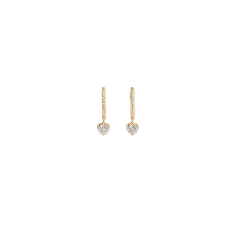 0.50ct Diamonds 14K Gold Heart Drop Hoop Earrings