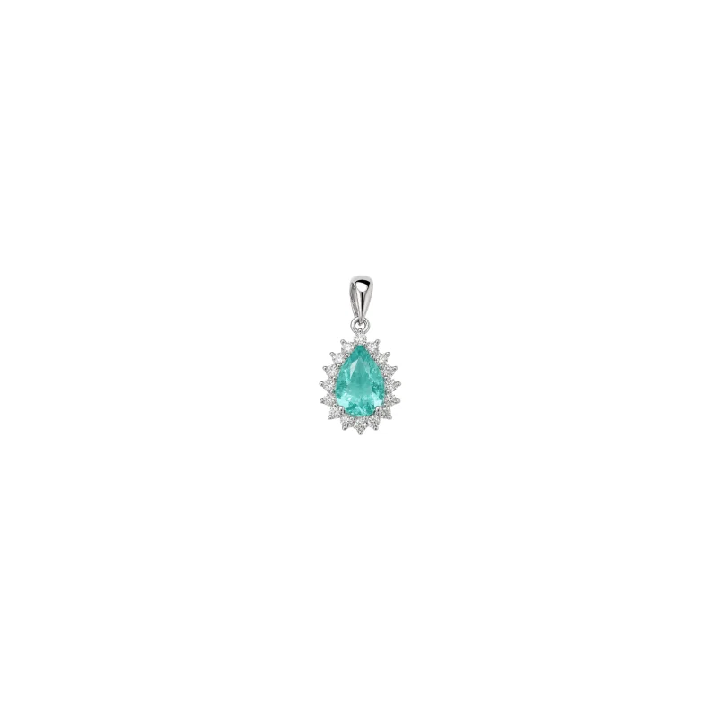 0.66ct Paraiba Tourmaline Diamond 18K Gold Dainty Pendant