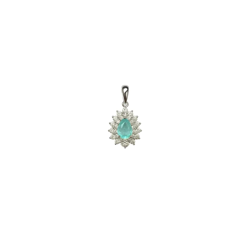 0.85ct Paraiba Tourmaline Diamond 18K Gold Dainty Pendant