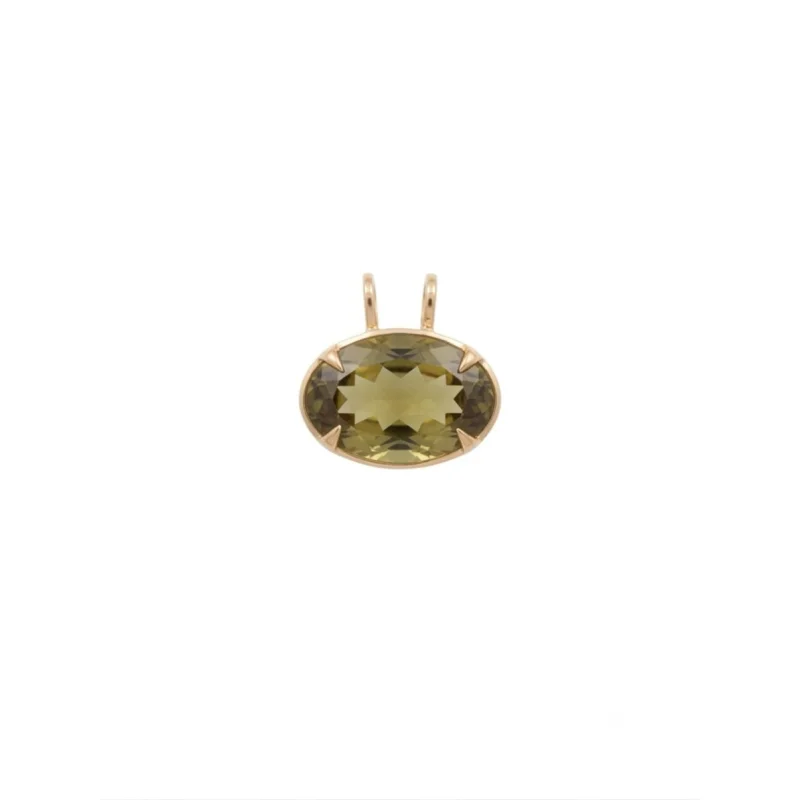 22.78ct Olive Quartz 18K Gold Small Statement Pendant