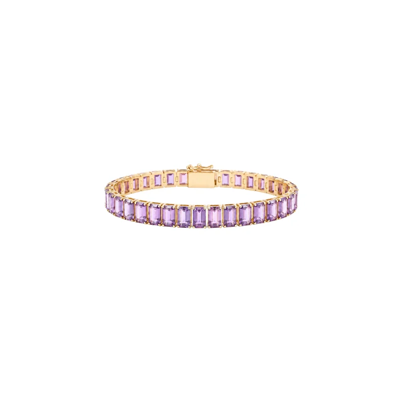 29.45ct Amethyst 18K Gold Tennis Bracelet