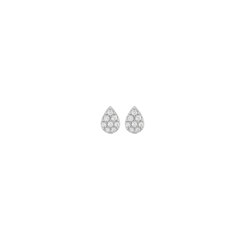 0.18ct Diamond 14K Gold Pave Pear Dainty Earrings