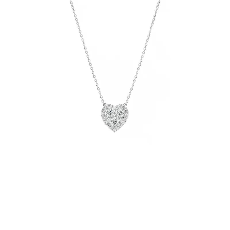 0.59ct Diamond 18K Gold Illusion Heart Chain Necklace