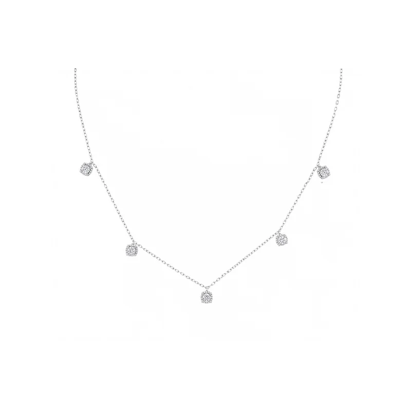 0.70ct Diamond 18K Gold Illusion Stationed Drop Necklace