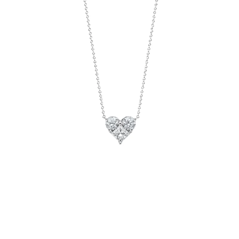 0.71ct Diamond 18K Gold Illusion Heart Chain Necklace