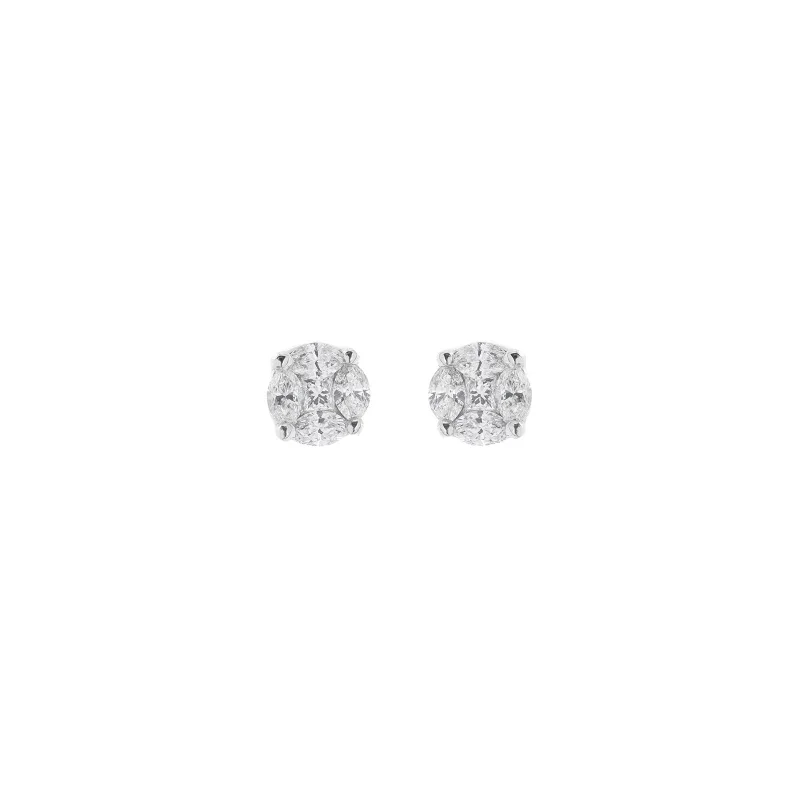 0.76ct Diamond 18K Gold Stud Illusion Earrings