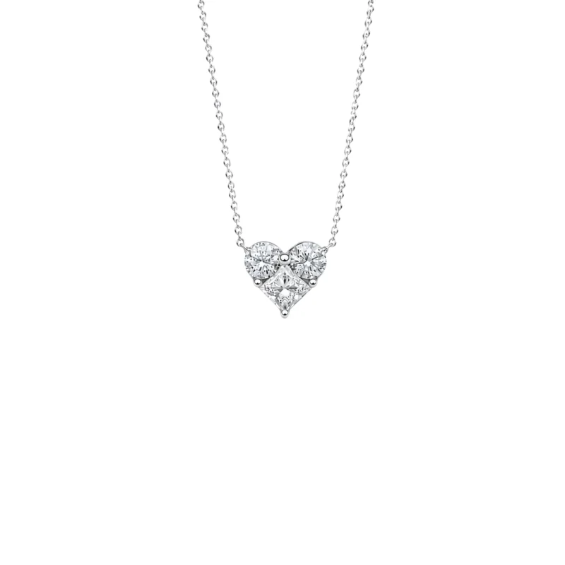 1.13ct Diamond 18K Gold Illusion Heart Chain Necklace