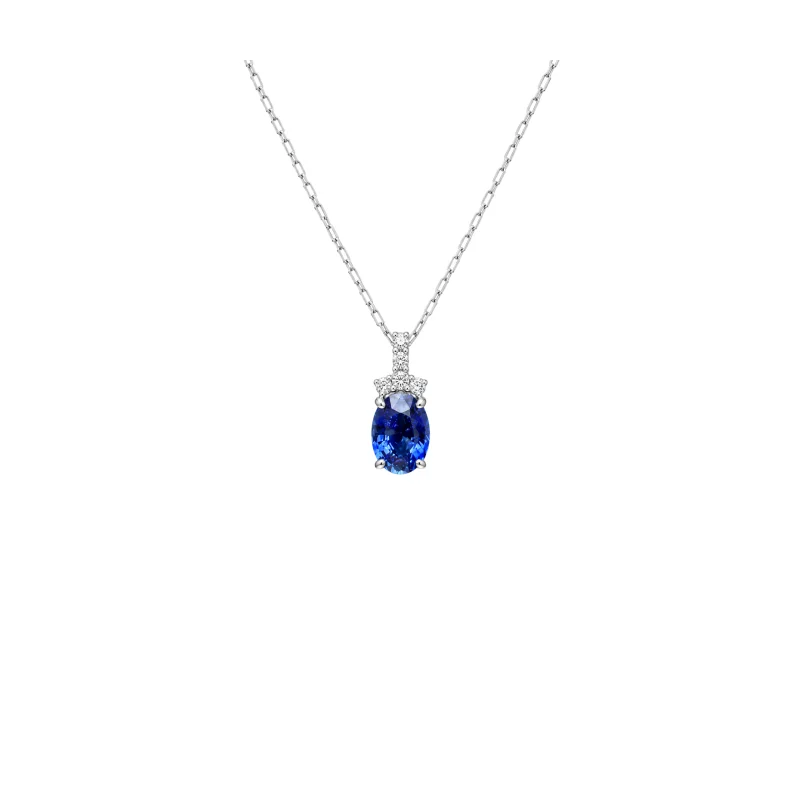 1.31ct Diamond Sapphire Platinum Pendant Necklace