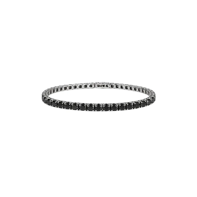 10.67ct Black Diamond 18K Gold Classic Tennis Bracelet