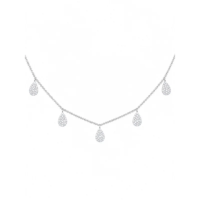 2.30ct Diamond 18K Gold Pave Pear Drop Necklace