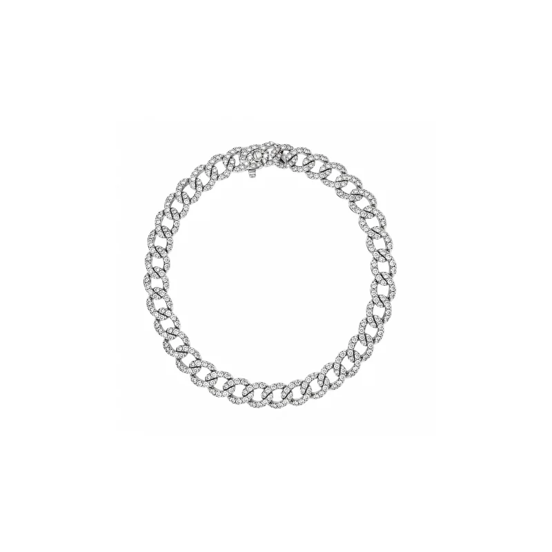 3.50ct Diamond 18K Gold Pave Cuban Chain Bracelet