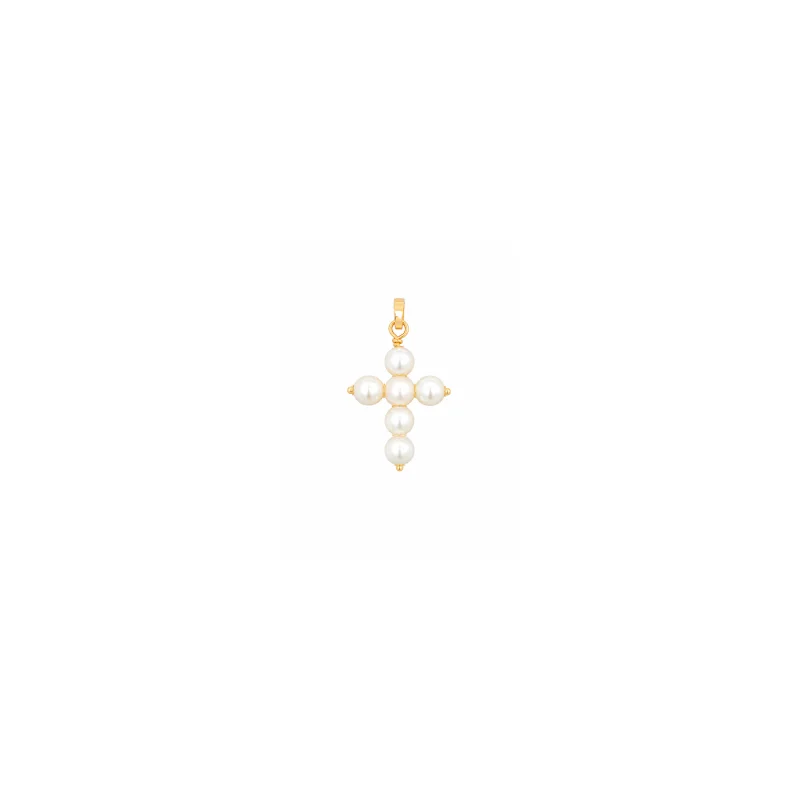 Pearl 14K Gold Cross Pendant