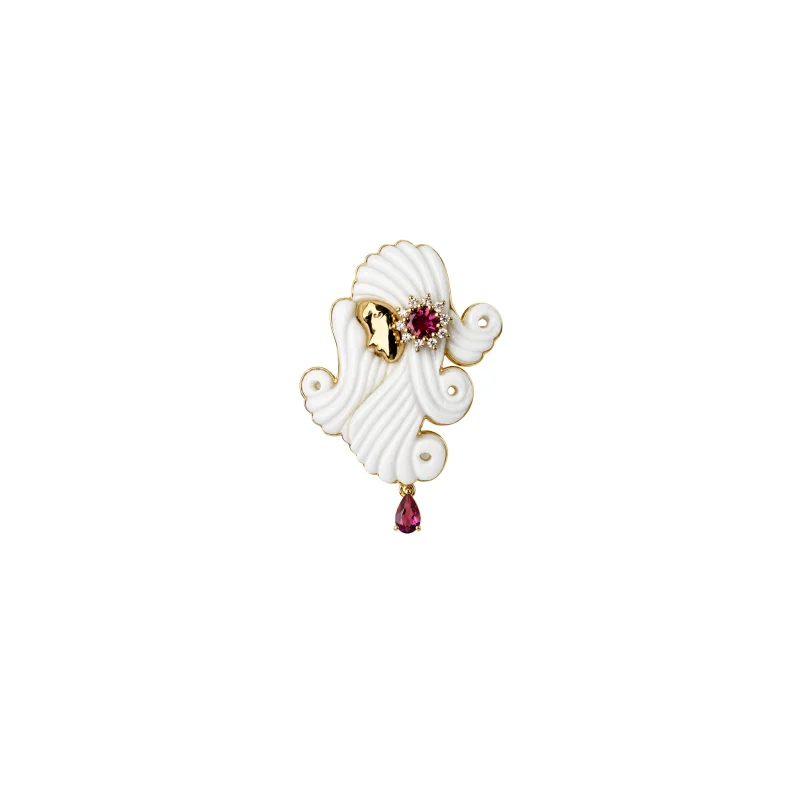 Virgo 14.29ct White Opal Tourmaline 18K Gold Brooch