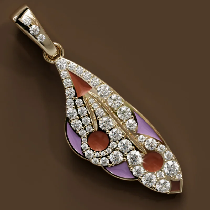Mariposa Pendant Unique Nature Butterfly Lab Diamond Necklace in Lilac & Sienna