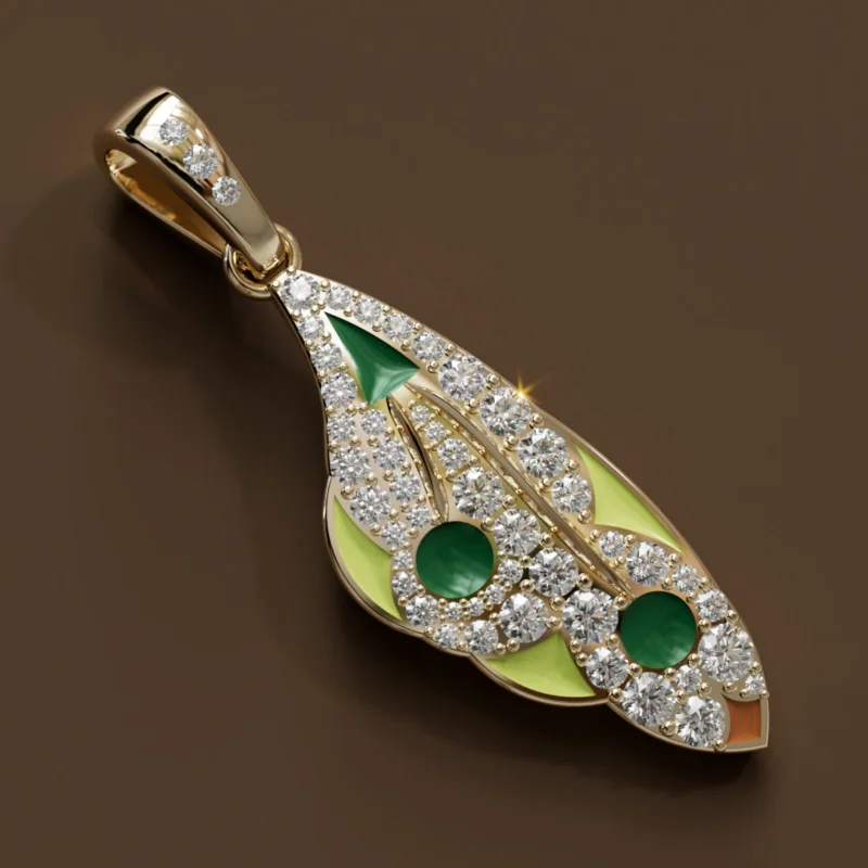 Mariposa Pendant Unique Nature Butterfly Lab Diamond Necklace in Lime & Emerald