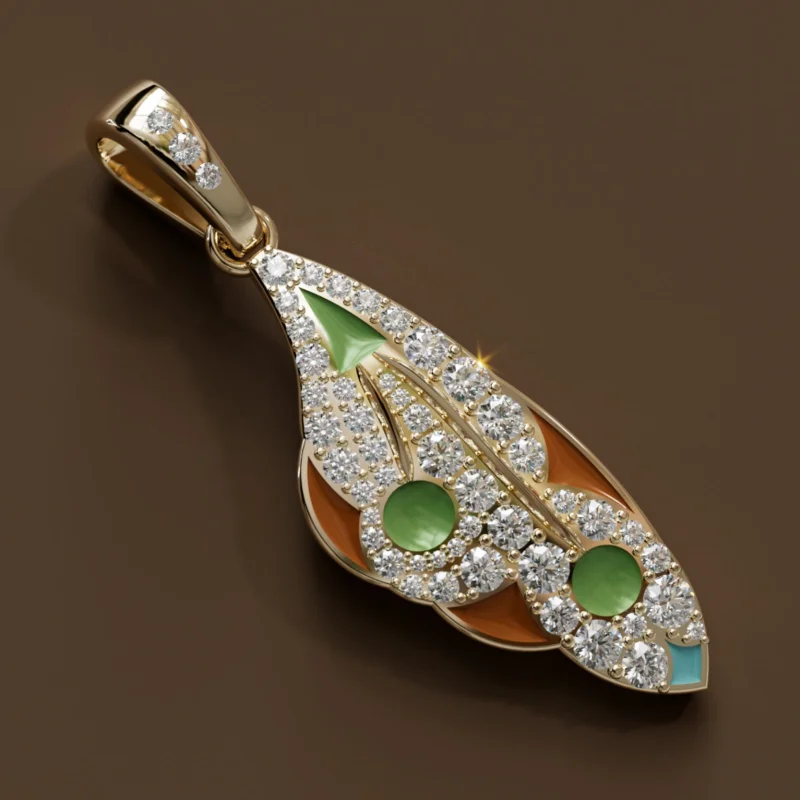 Mariposa Pendant Unique Nature Butterfly Lab Diamond Necklace in Pistachio and Caramel