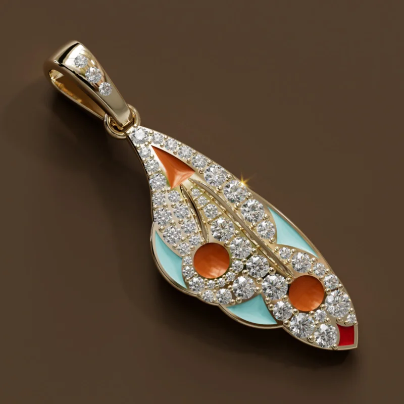 Mariposa Pendant Unique Nature Butterfly Lab Diamond Necklace in Pumpkin & Robin’s Egg