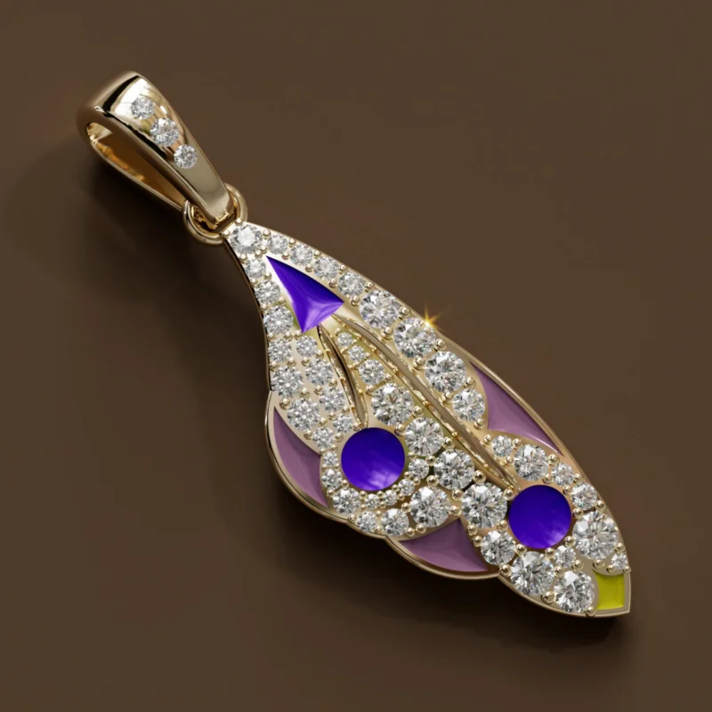 Mariposa Pendant Unique Nature Butterfly Lab Diamond Necklace in Sea Creature