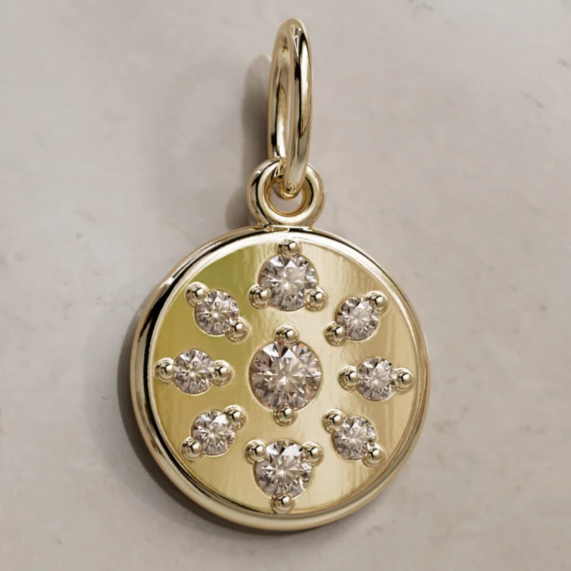 Helios Celestial Champagne Diamond Coin Pendant Charm