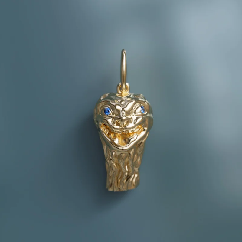 Pet Gargoyle Unique Charm with Blue Sapphires