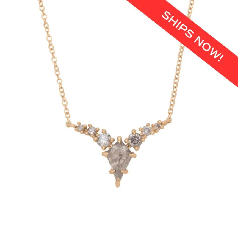 Freja Warrior Shield Cut Salt and Pepper Diamond Necklace (Ready to Ship)