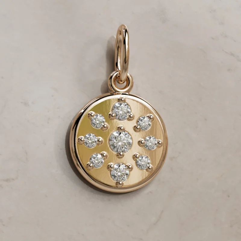 Helios Diamond Coin Pendant Charm