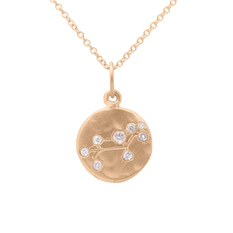 Leo Constellation Zodiac Lab Diamond Coin Charm