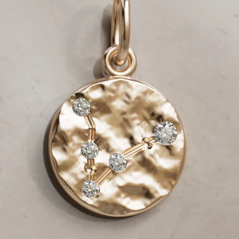 Pisces Constellation Zodiac Lab Diamond Coin Charm