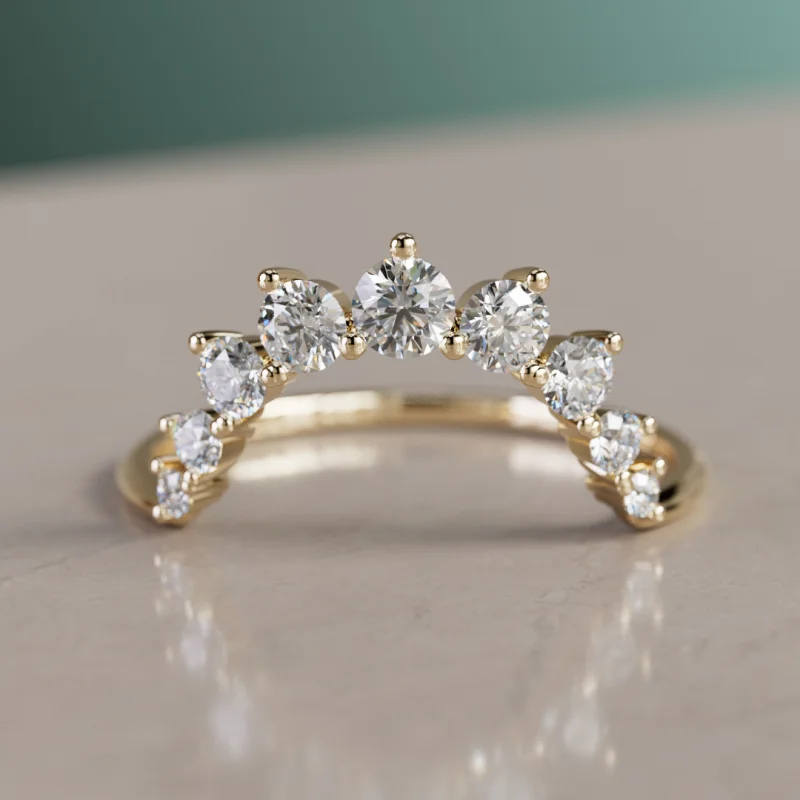 Stargazer Lab Created Diamond Stacked Curved Wedding Ring