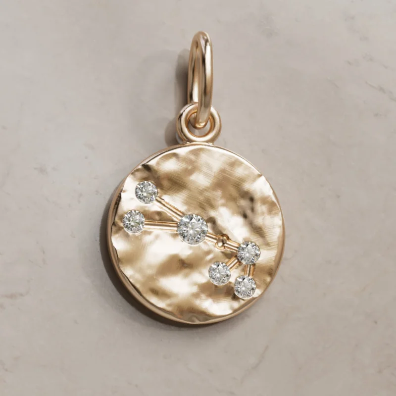 Taurus Constellation Zodiac Lab Diamond Coin Charm