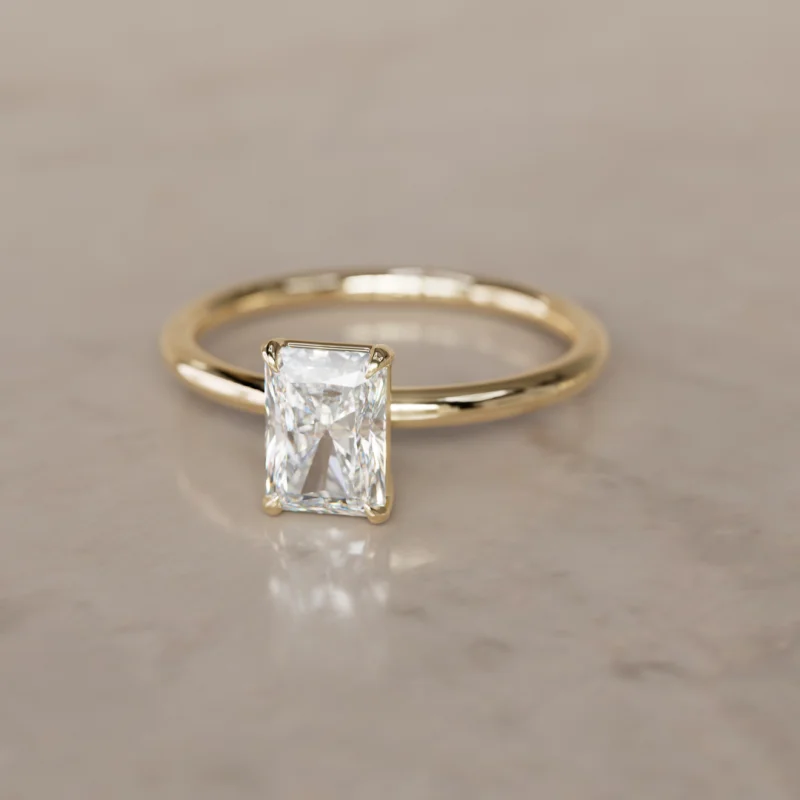Vera Modern Minimal Radiant Cut Lab Created Diamond Engagement Ring Solitaire (Setting Only)