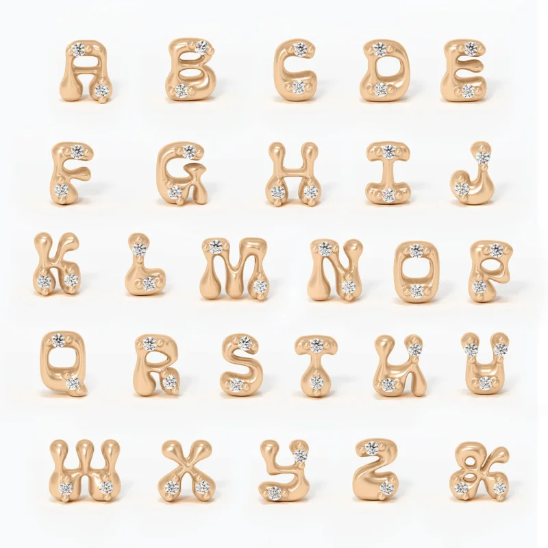 Hippie Letter Alphabet Bead Charms in Recycled Diamonds
