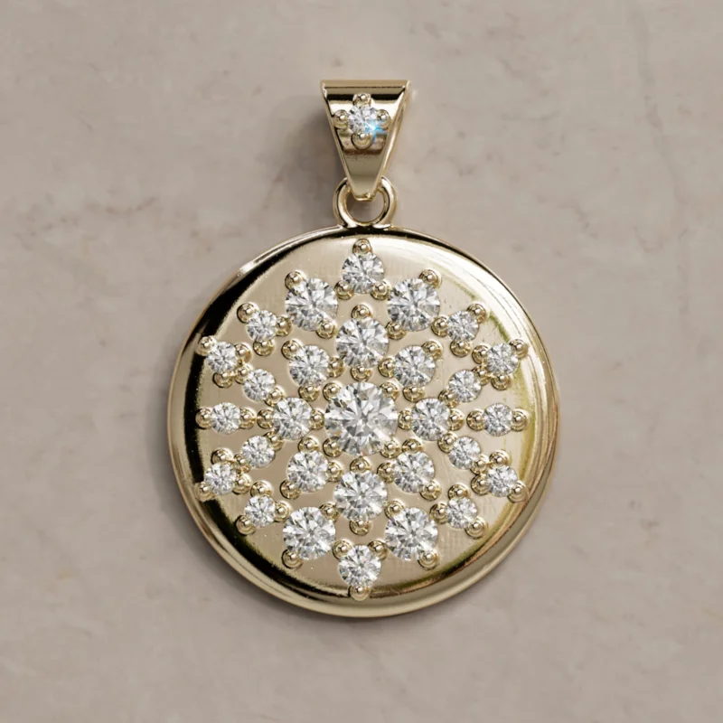 Supermoon Celestial Diamond Coin Pendant Charm
