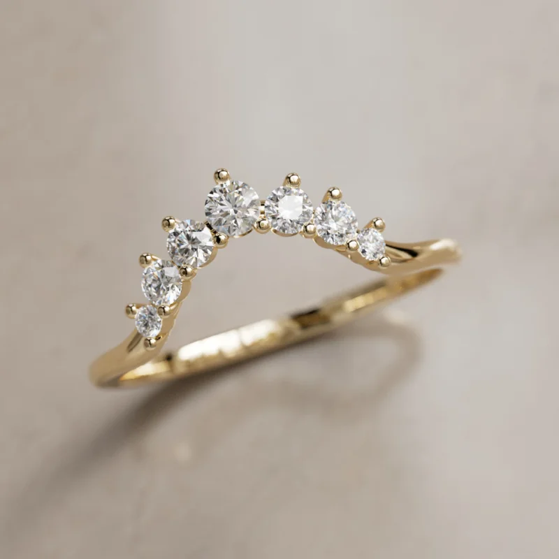 Ulla Lab Created Diamond Stacked Curved Wedding Ring