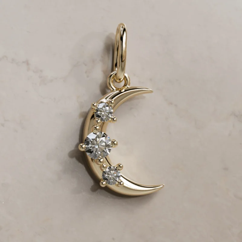 Hecate Crescent Grey Diamond Moon Charm