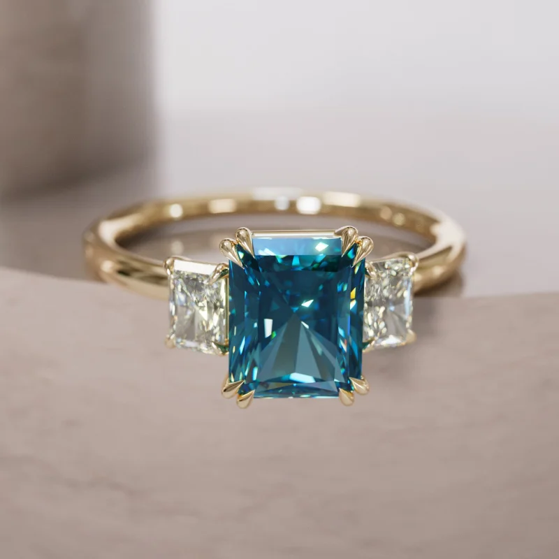 Valeria Radiant Blue Sapphire Modern Unique Engagement Ring (Setting Only)
