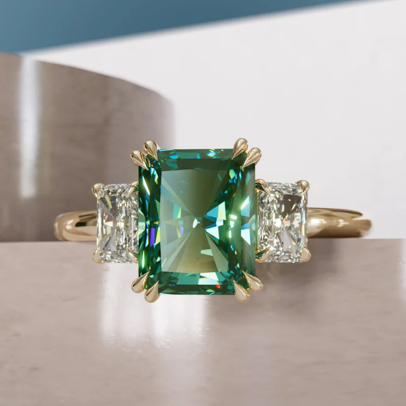 Valeria Radiant Green Sapphire Modern Unique Engagement Ring (Setting Only)