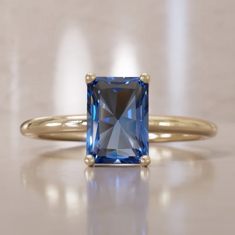 Vera Radiant Cut Blue Sapphire Modern Unique Engagement Ring Solitaire (Setting Only)