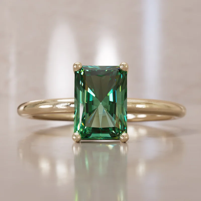 Vera Radiant Cut Green Sapphire Modern Unique Engagement Ring Solitaire (Setting Only)