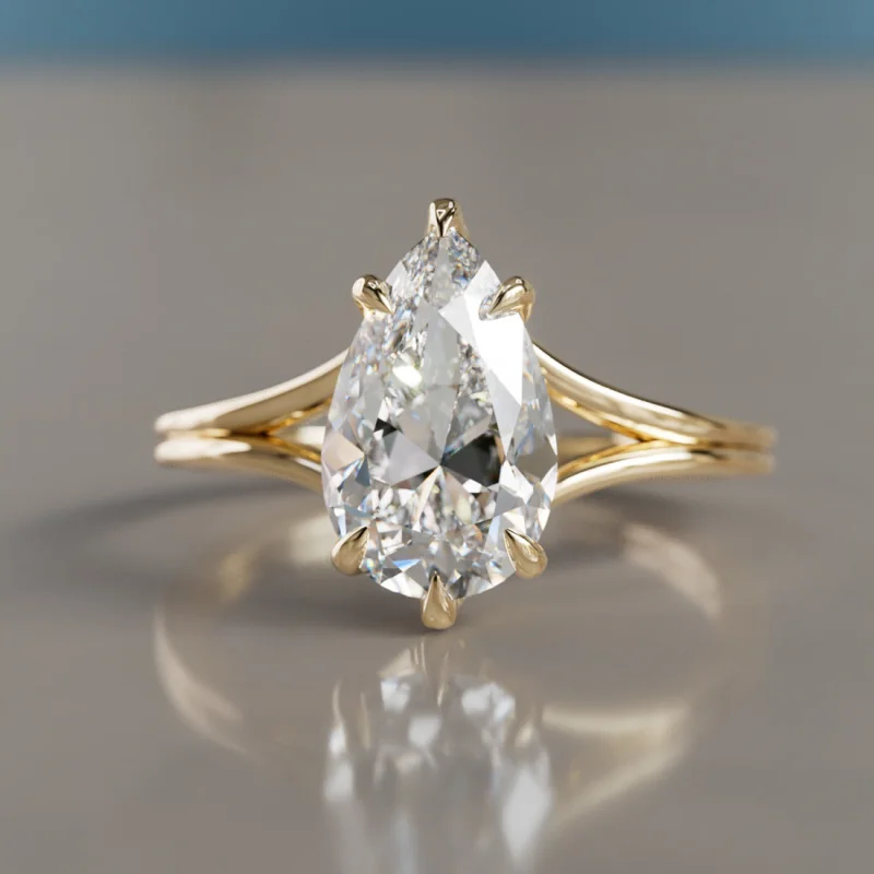 Zoe Pear Diamond Modern Unique Split Shank Engagement Ring (Setting Only)