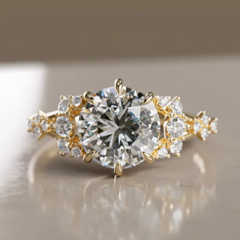 Violette Round Lab Diamond Unique Engagement Ring (Setting Only)