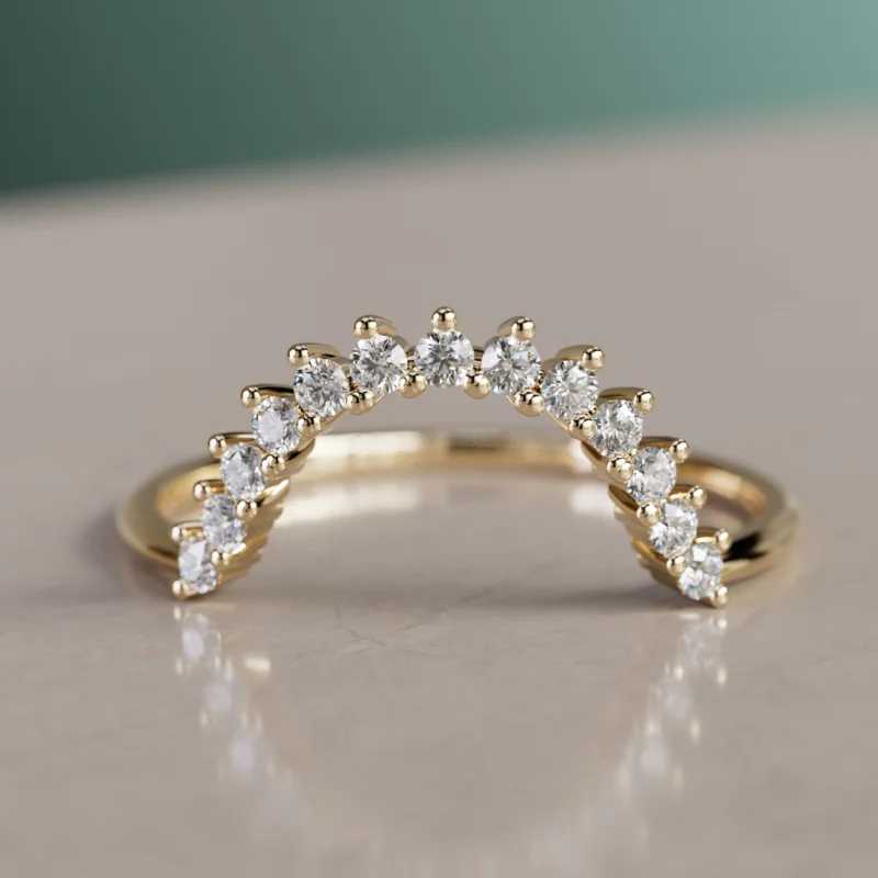 Unni Lab Created Diamond Stacked Curved Wedding Ring