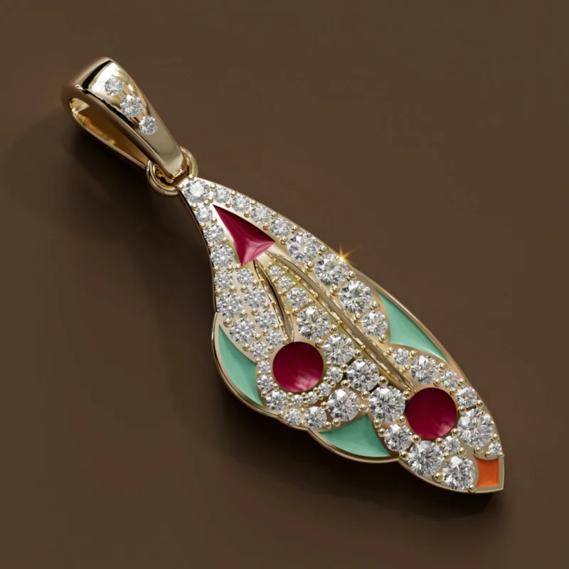 Mariposa Pendant Unique Nature Butterfly Lab Diamond Necklace in Merlot and Malachite