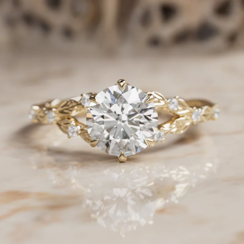 Sorrel Round Lab Diamond Nature Engagement Ring (Setting Only)