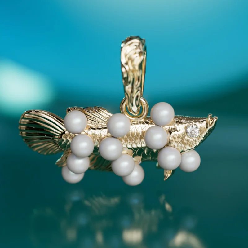 Fish Out Of Water Surrealist Pendant with Pearls