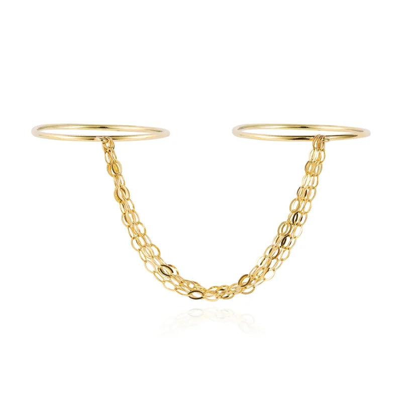 Gold Tassel Double Ring