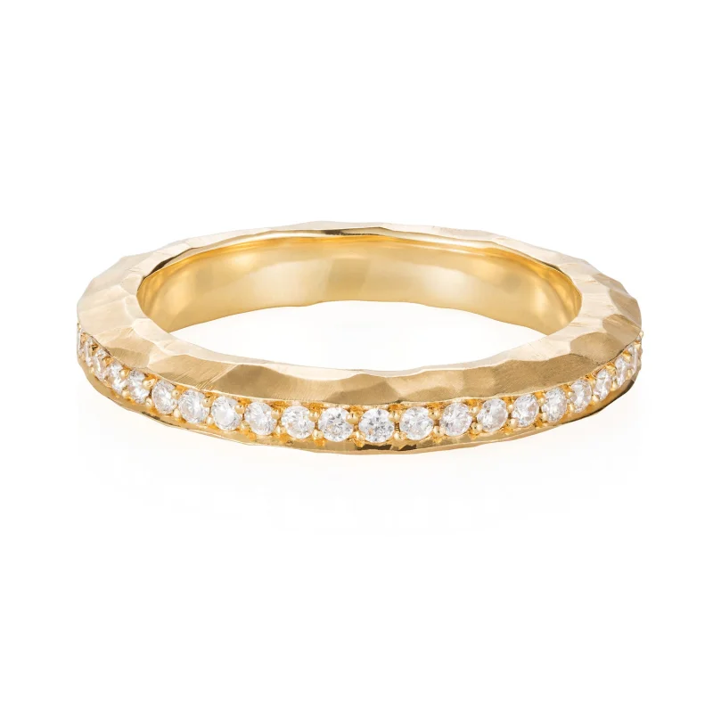Hammered Yellow Gold Eternity Ring