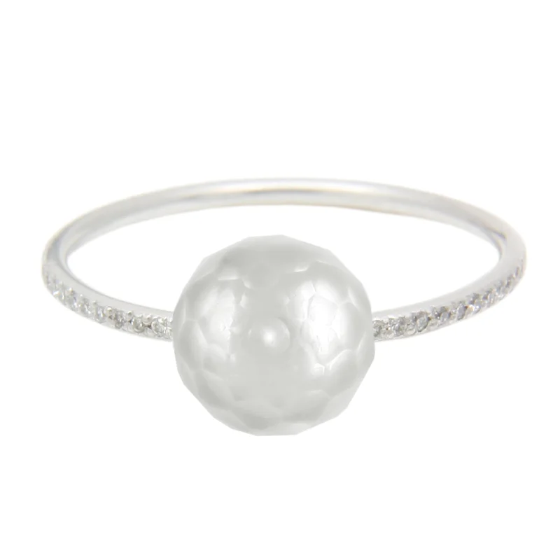 Grey Faceted Pearl Diamond Eternity Ring