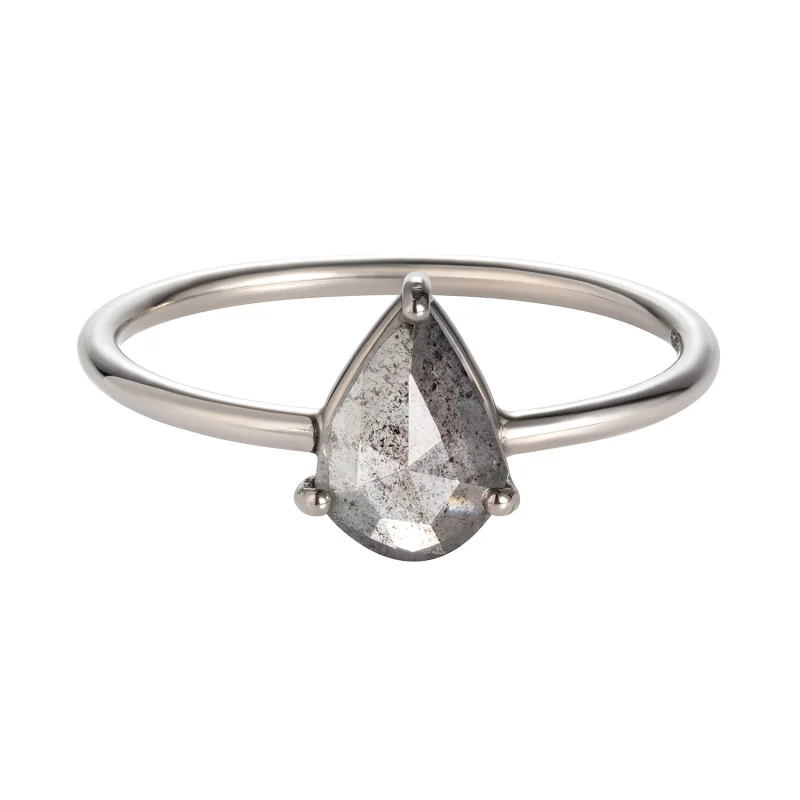 Grey Pear Shaped Diamond Ring
